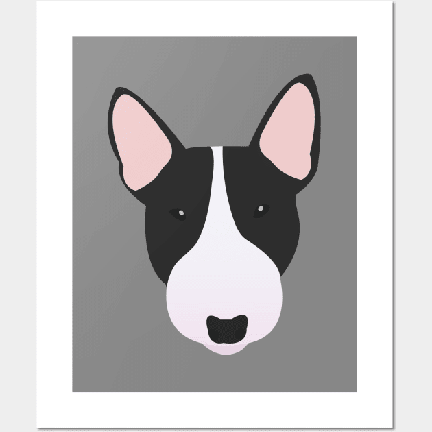 Black and White Miniature Bull Terrier Wall Art by KCPetPortraits